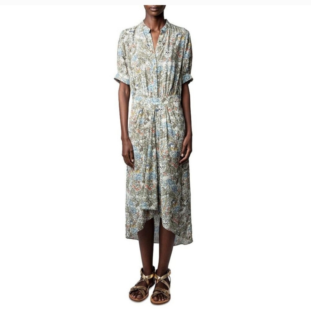 Zadig & Voltaire "Rima" Multicolor High Low Midi Dress